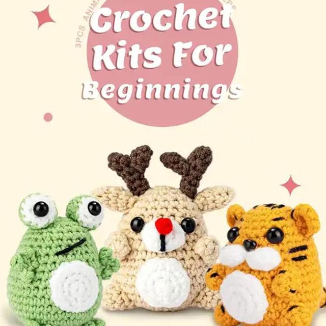 Elk Frog Tiger Crochet Animal Kit For Beginners Crochet Set DIY Crafts  Knitting Kit For Beginners With Video Tutorials - AliExpress
